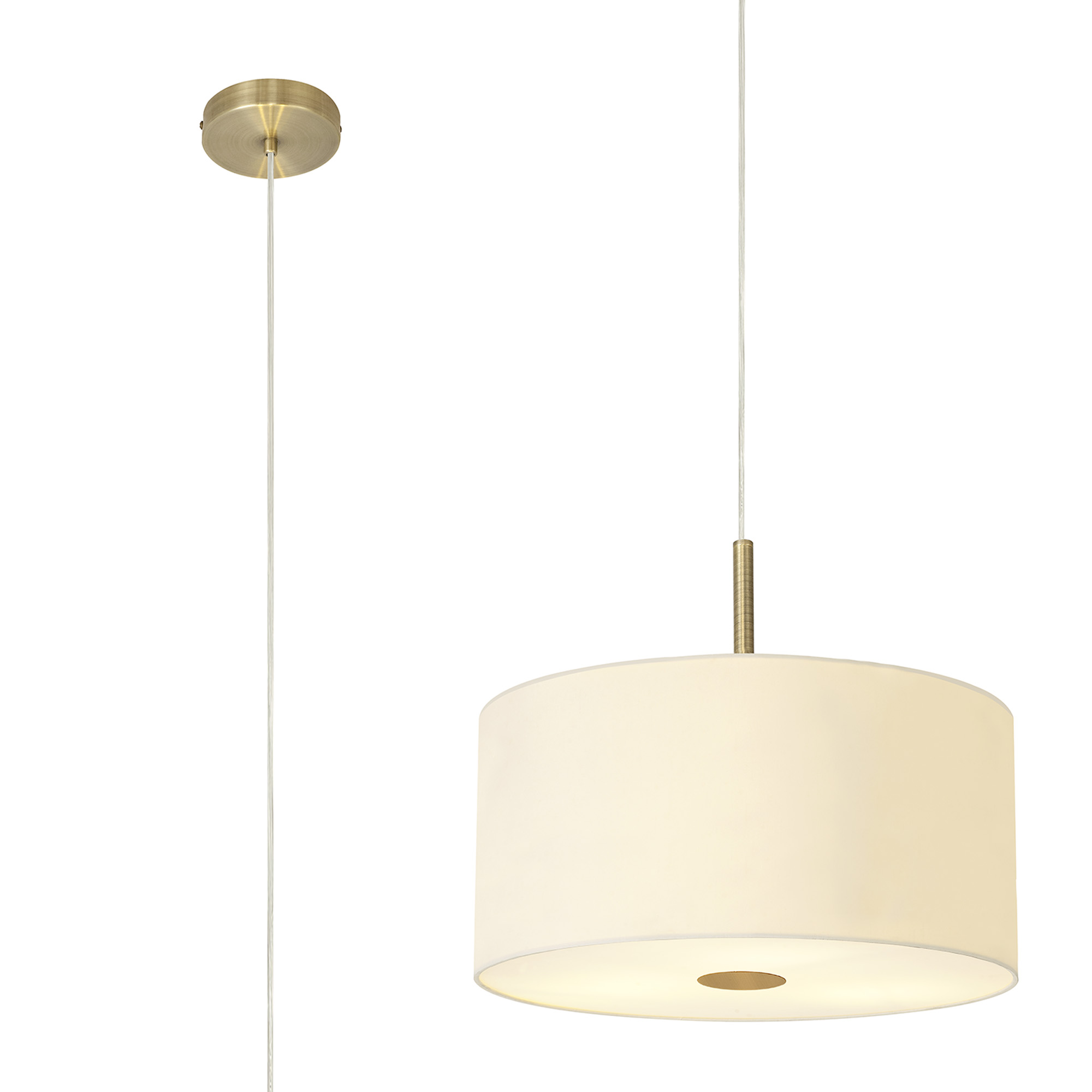 Baymont 40cm 5 Light Pendant Antique Brass, Ivory Pearl/White, Frosted Diffuser